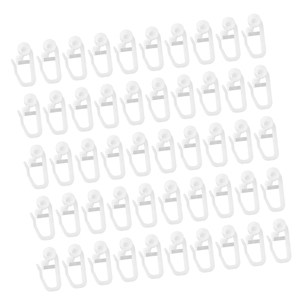 Balení 50 jezdců na závěsy s háčkem pro hladký posun v lištách pro domácí a kancelářské použití