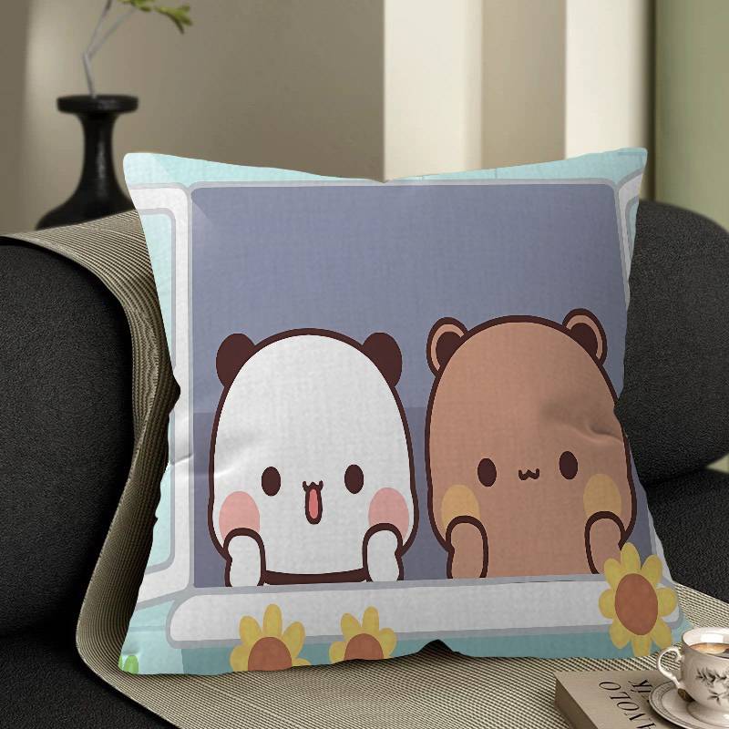 Süßer Cartoon Bubududu Panda Kissenbezug Zoll Bauernhaus Dekor Heim Überwurf Kissenbezüge für Sofadekorationen