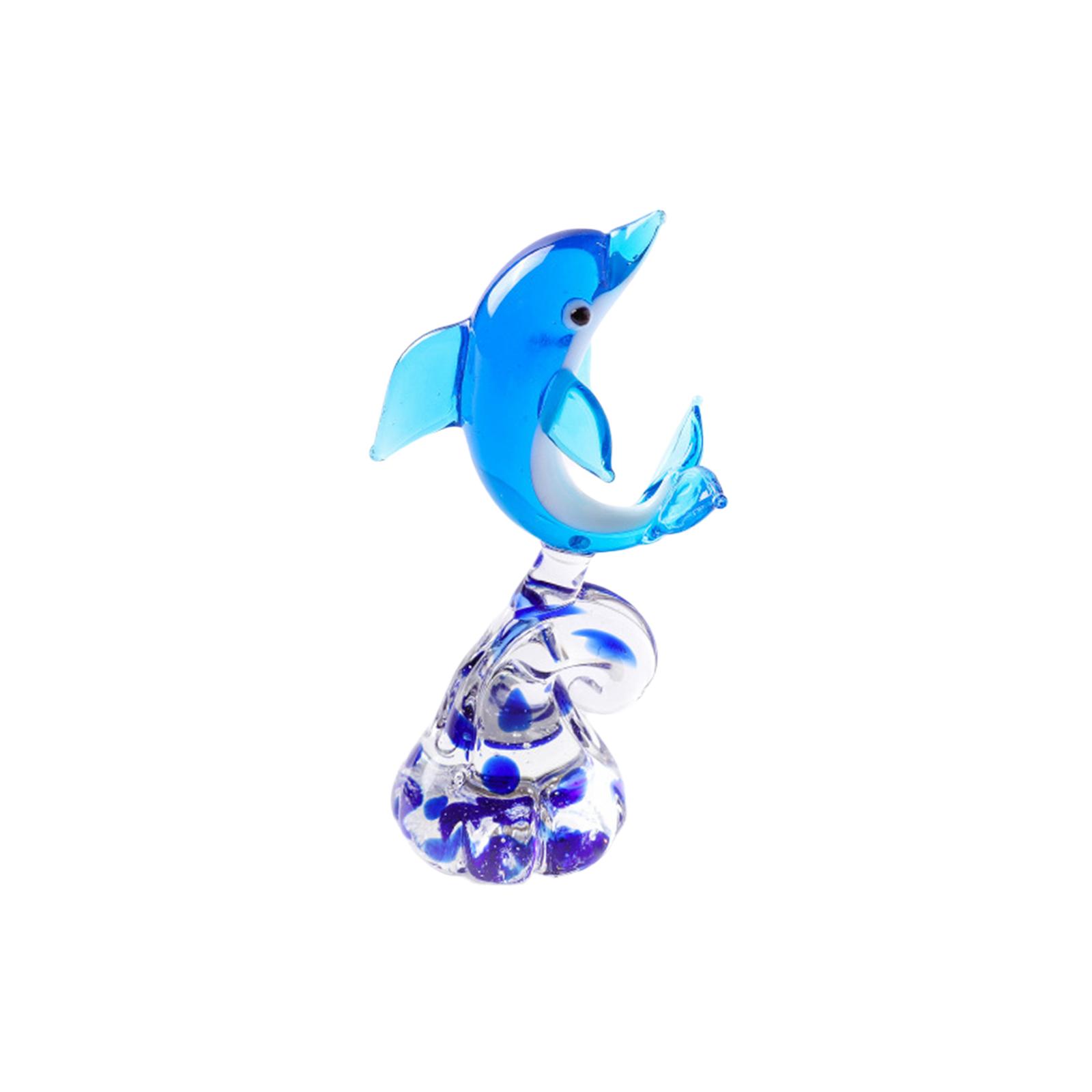 Dolphin Decor Gift Statue Lovely Glass Tank Craft Sea Ornament Decor Decorative Hallway Centerpiece Dolphin Glass Ornaments