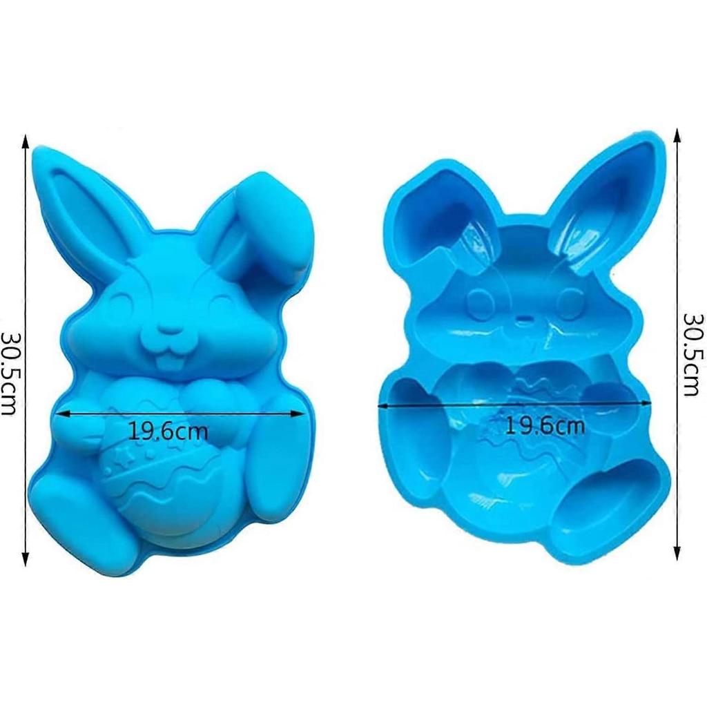 2025 Latest Model Easter Bunny Egg Mold, Rabbit Shape Baking Mold Chocolate Candy Molds for Chocolate Candy Muffin Cupcakes Jelly Soap Ice Cubes (Bl