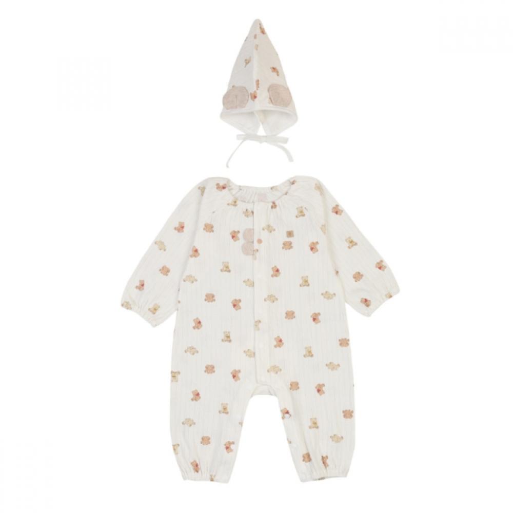 Absorba Wigo Romper + Hat Set A1110615g Beige Ivory white ivory/75(3-6M)