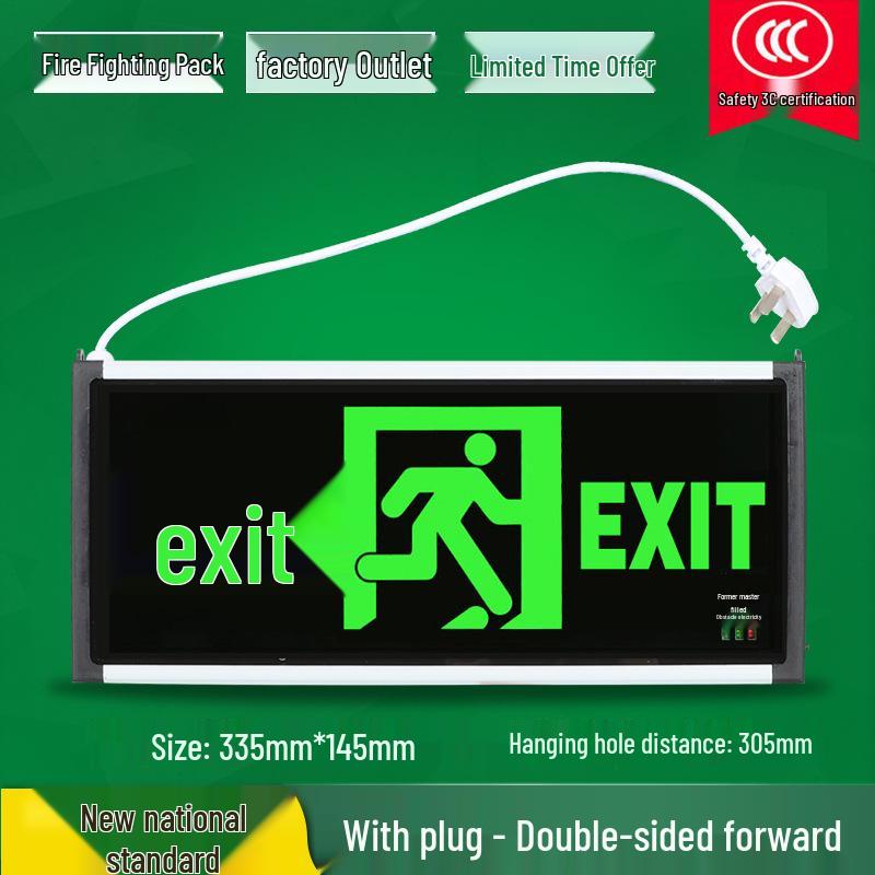 LED Fire Emergency Exit Sign with Plug-In for Evacuation Routes