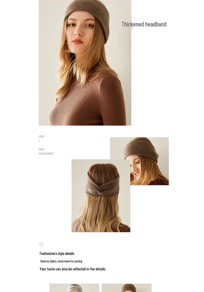Women's 100% Pure Cashmere Cable Knit Wide Headband for Autumn/Winter