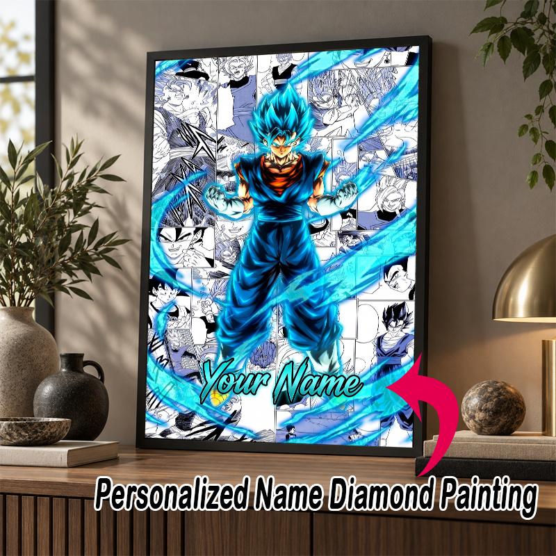 Personalized Gogeta Diamond Art Custom Name 5D Diamond Painting Full Drill DIY Craft
