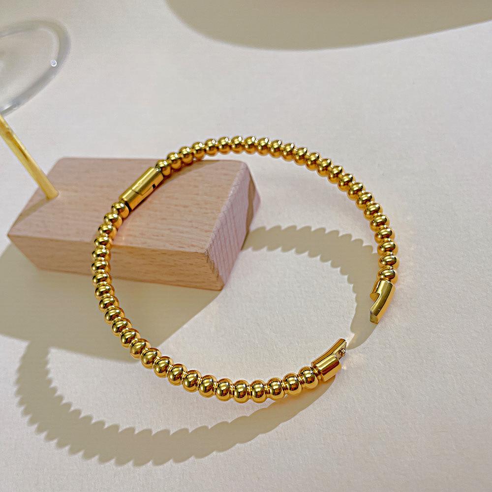 Stylish And Simple Cold Wind Titanium Steel Beaded Stainless Steel Bracelet Female