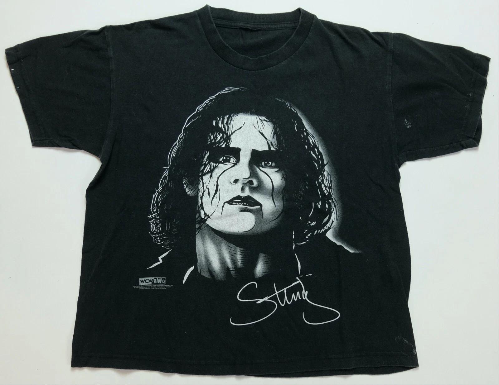 Rare Vintage Sting Wrestler Big Face Signature 1998 T Shirt 90s WCW NWO Black S