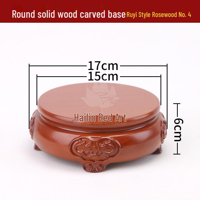 Rosewood Carved Flower Arrangement Bonsai Vase with Ebony Buddha Statue Holder.