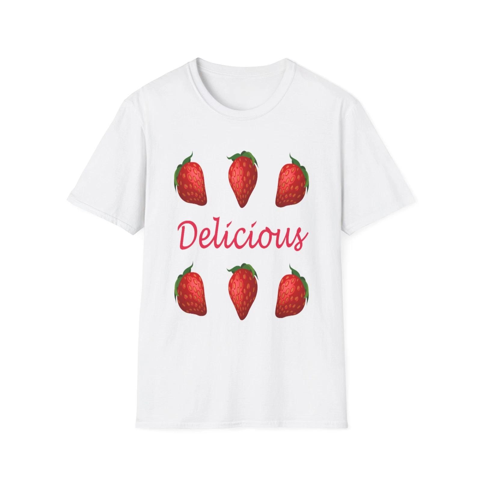 

Delicious Red Strawberry Quote Fruit White T-Shirt Summer Gift Tee M