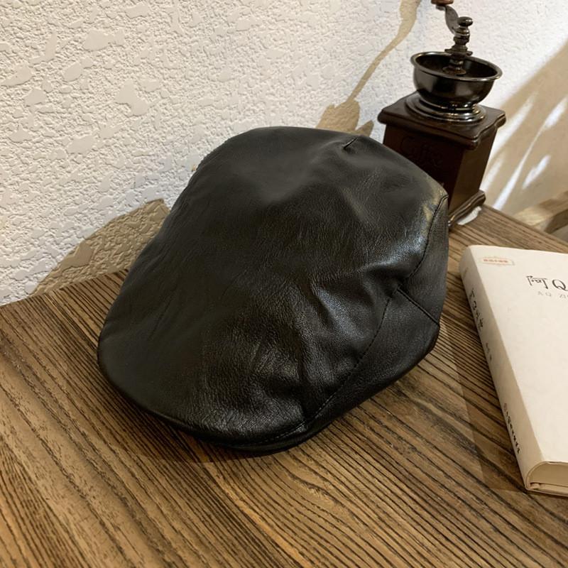 

Ретро Однотонный Материал ПУ Женские Бейсболки Теплота Выйти Шляпы Путешествие Black