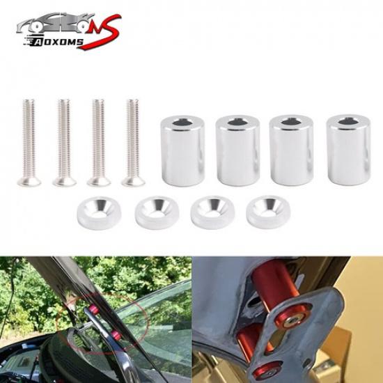 4pcs Silver Universal Engine Hood Vent Spacer Riser Kit for Turbo Motor Swap