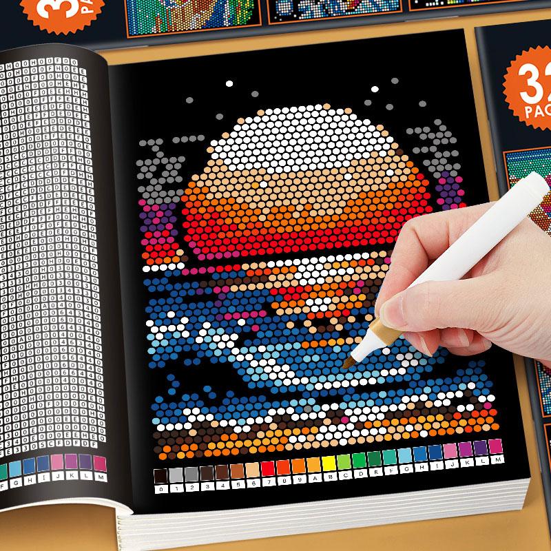 32 Pages Mystery Mosaic Color By Number Coloring Book for Adults Pixel Art Stress Relief