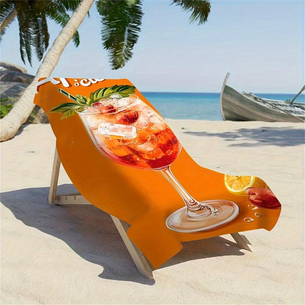 1PC Aperol Spritz Beach Towel, Quick-Dry Polyester, Lightweight Soft for Swimming, Surfing & Camping, Unisex Travel Accessory, I