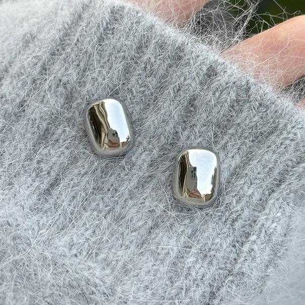 

PONYKISS Sterling Silver Shiny Square Stud Earrings for Women Trendy Fine Minimalist Geometric Accessories
