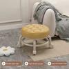 Low Height Rolling Stool with 360 Degrees Wheels Faux Leather Sponge Filled Cushion Modern Home Office Shop Round Roller Stool Seat Chair