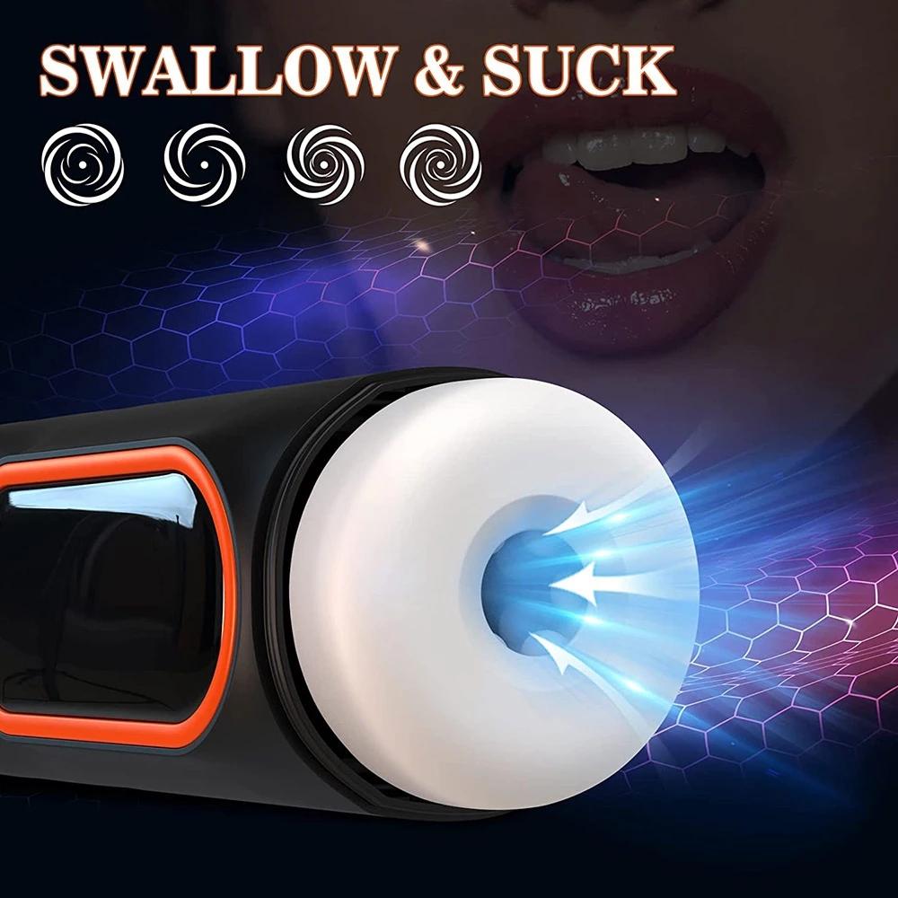 Brand New 6 In 1 Automatic Male Masturbator with LED Display 10 Thrust 4 Sucking 10 Vibrating Pussy Vaginal Real Oral Sex Sex Toy for Men 18+