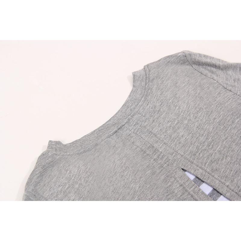 Frühlings- und Herbst Damen Rundhals Dehnbar Locker Streifen Patchwork Bluse