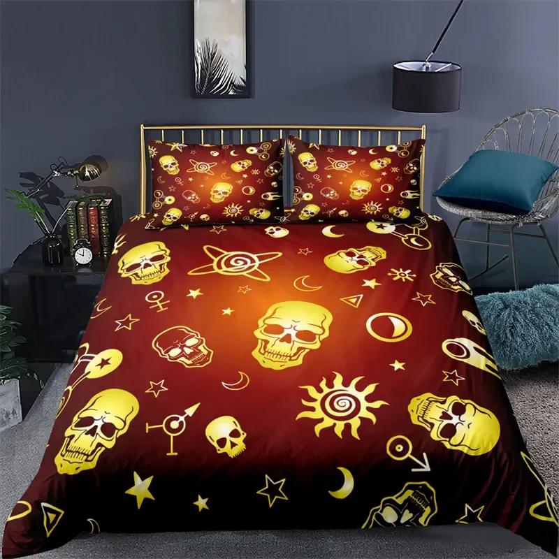 

3D Printed Gothic Skull Comfortable Duvet Quilt Cover Pillowcase Bedding Set Children Bedroom Decoration Home Textile 70x133cm 2pcs
