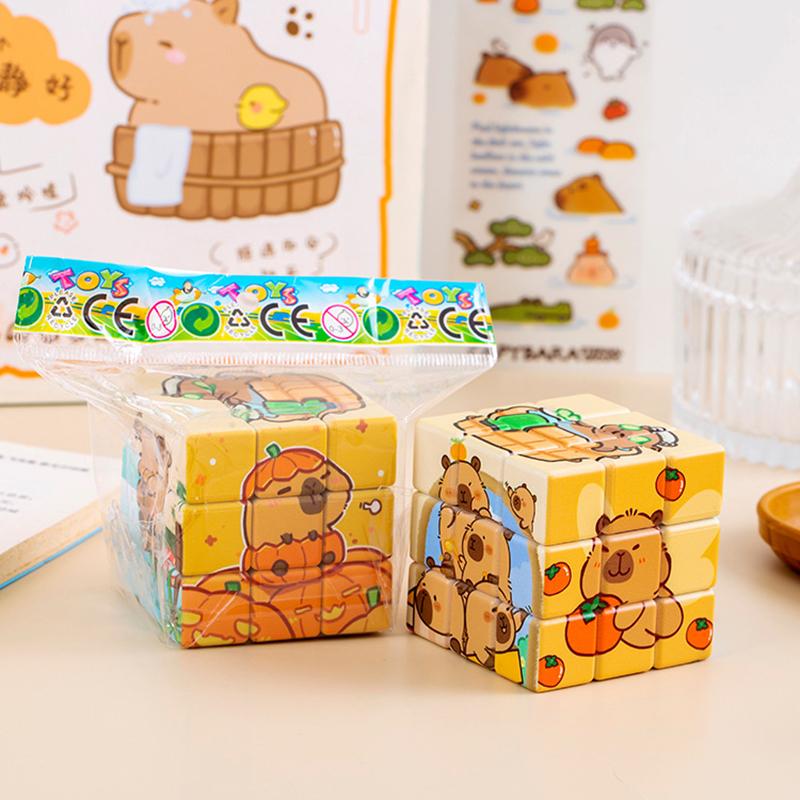 2Pcs Cartoon Animal Capybara Theme Magic Cube Educational Toys for Kids Birthday Party Favors School Rewards Pinata Fillers