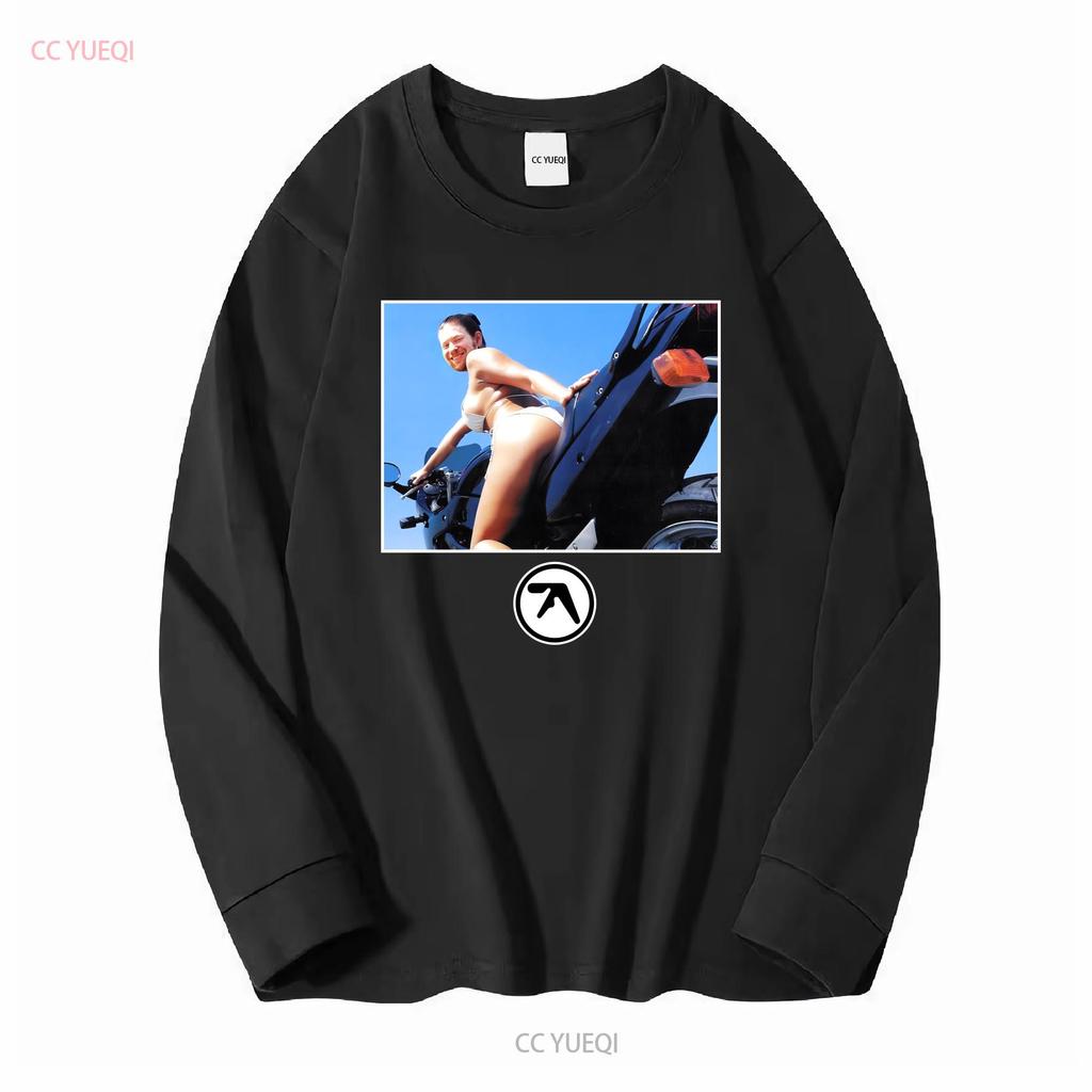 Aphex Twin windowlicker das Mädchen Motorrad T-Shirt tee schwarz vintage gewaschen leicht lässig Unisex vielseitig bequem