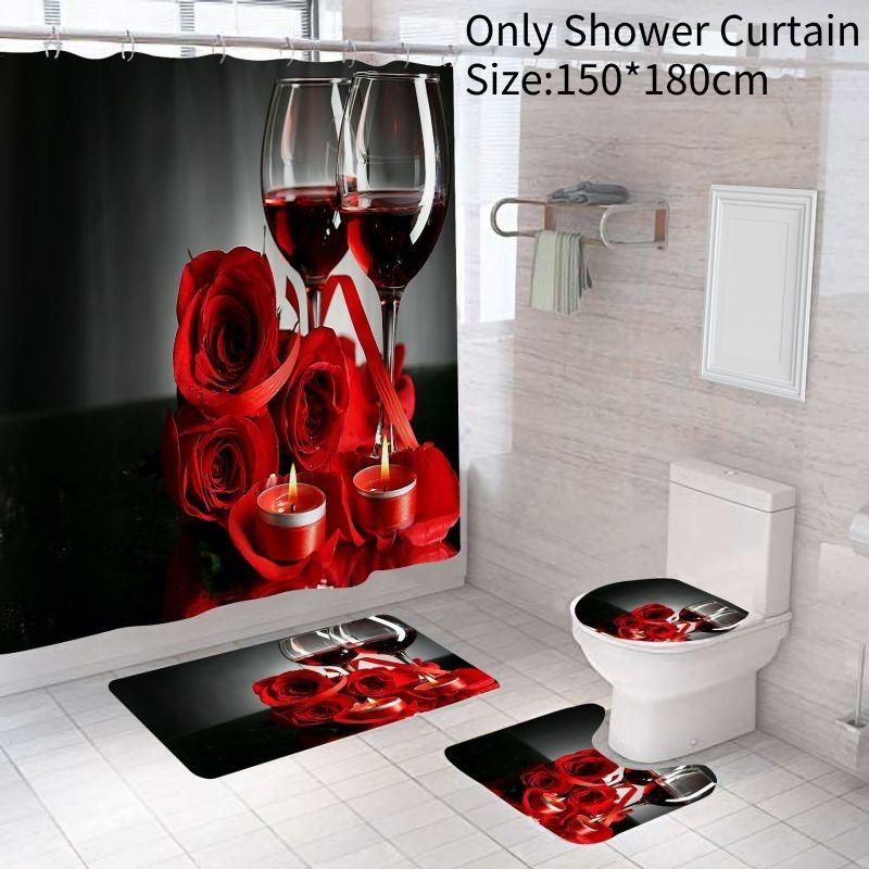 Elegant Modern Style Peva Shower Curtain Set For Bathroom Dry Wet Separation