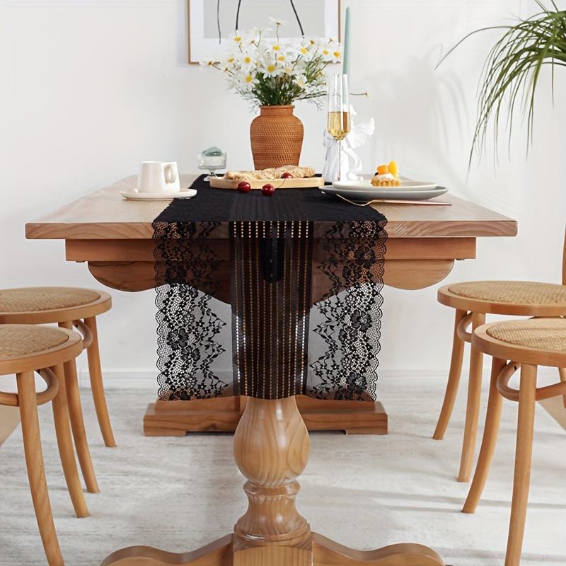 WTEMPO 1PC 38*140CM Retro Elegant Romantic White/Black Lace Table Flag Birthday Wedding Home Holiday Party Decor Table Cloth