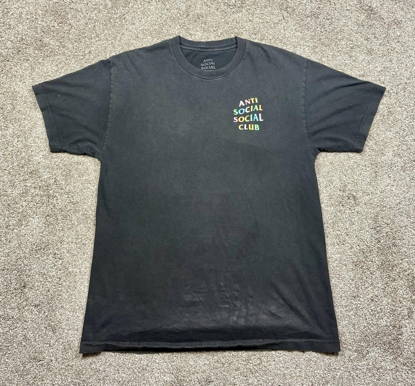 Anti Social Social Club T-Shirt Black Rainbow Logo Men’s Size Large Streetwear Unisex T-Shirt XXXL