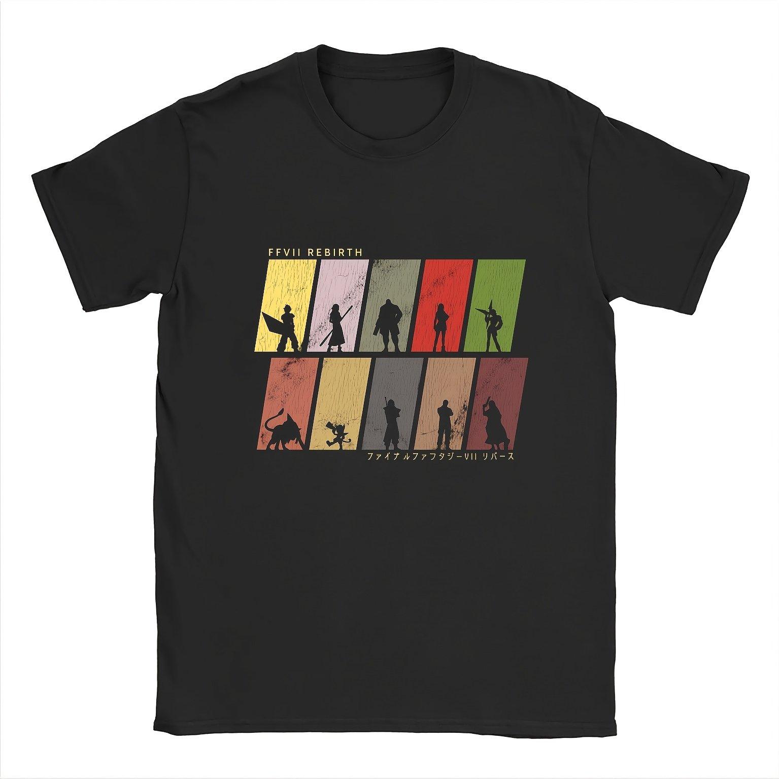 FF7 Rebirth Character Silhouettes Heather TShirt Fanthou Graphic Short Sleeve Unisexs Tshirts for Summer Unisex AllSeason S