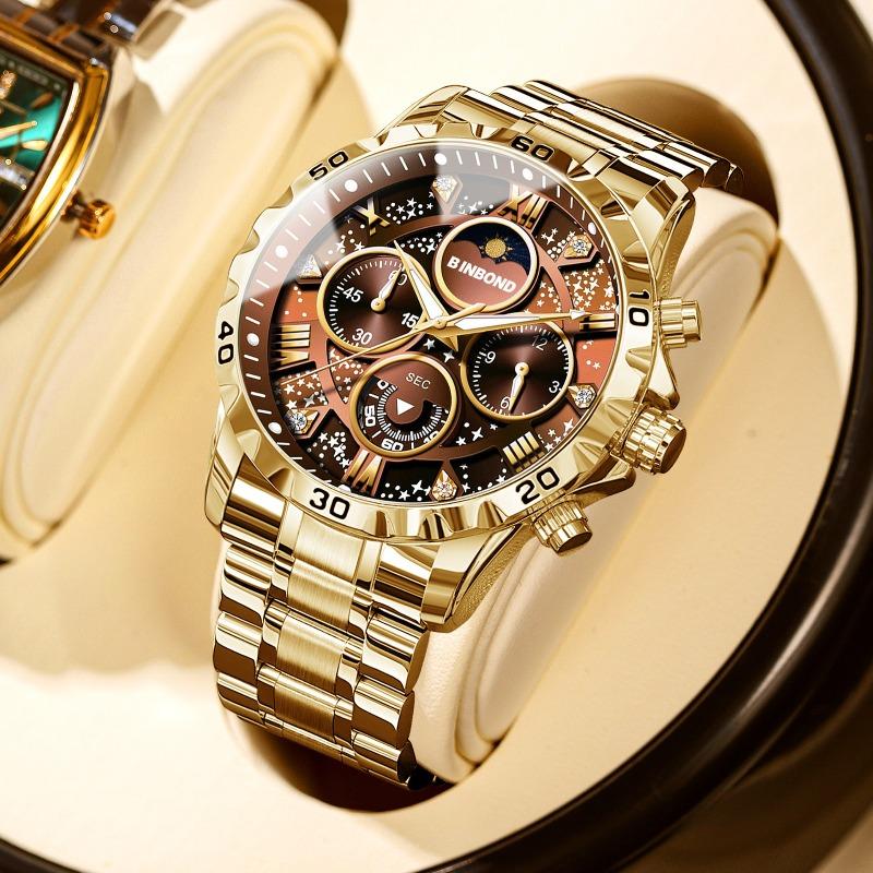 Binbang BINBOND steel belt multi-functional men's watch luminous waterproof quartz watch