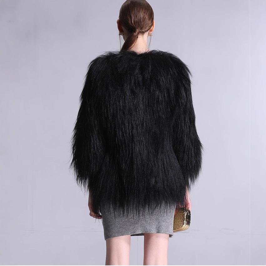 Women's medium and long coat, European and American fashion fur long hair coat European and American style