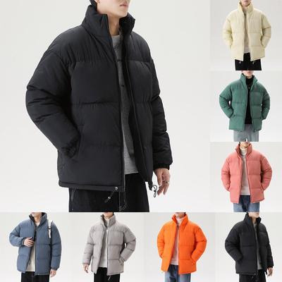 Winter männer Einfarbig Lose Stehkragen Verdickte Baumwolle Anzug Casual Baumwolle Mantel