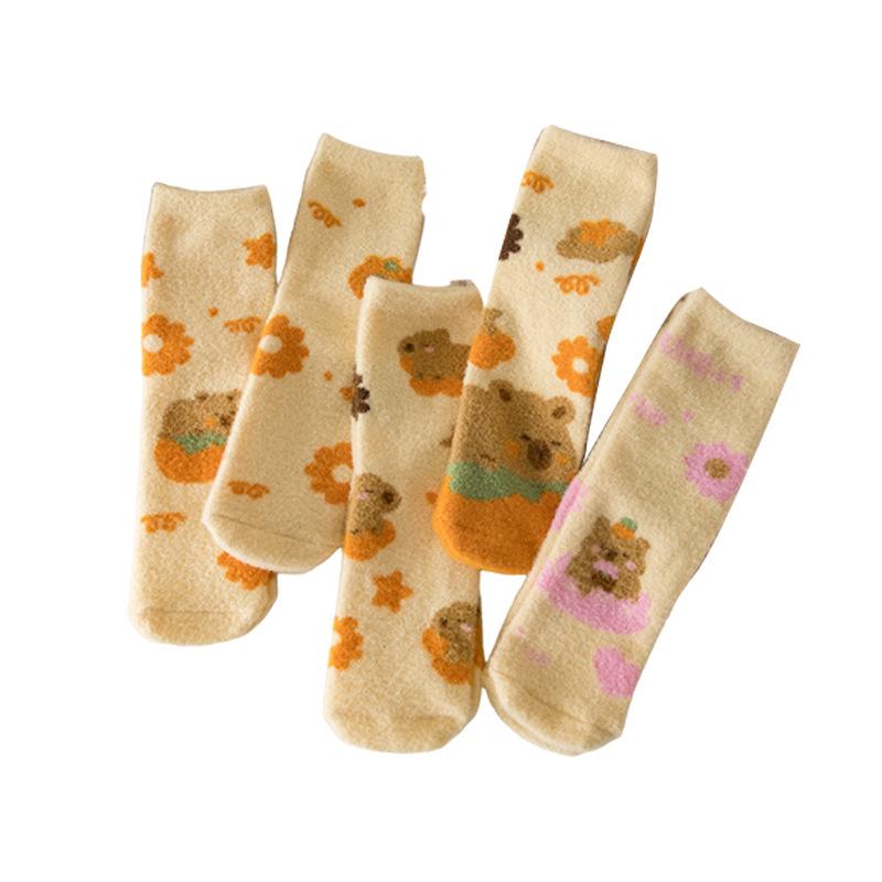 Ladies In Autumn and Winter Thickened Warm Cartoon Cute Sleeping Tube Socks
