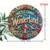 Retro Metal Sign Welcome To Wonderland Iron Plate Farmhouse Wall Decor