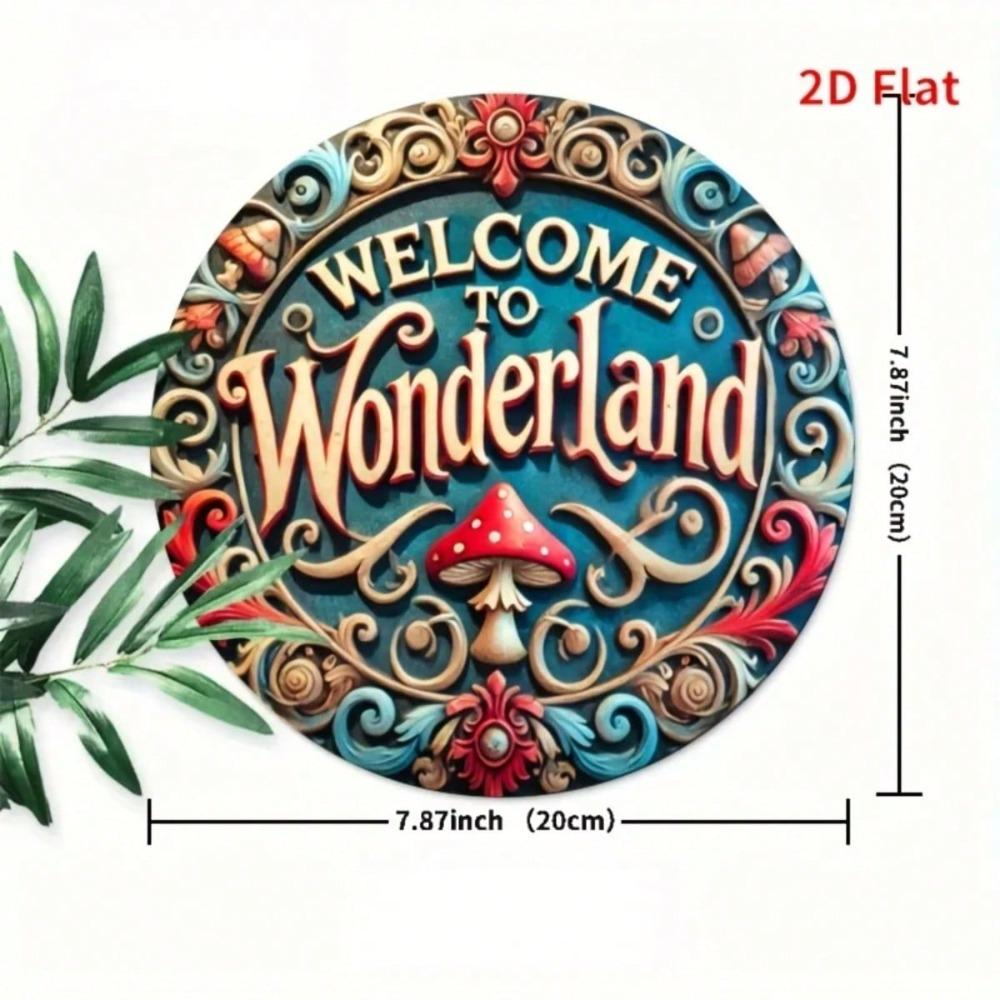 Retro Metal Sign Welcome To Wonderland Iron Plate Farmhouse Wall Decor