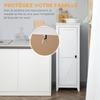 Armoire de rangement Buffet de cuisine Unité de rangement pour salle de bain Gain de place Style classique avec 3 étagères réglables - Hauteur 120 cm en Bois Blanc
