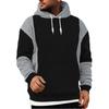 Men's Patchwork Color Block Long Sleeved Casual Hooded Sweatshirt