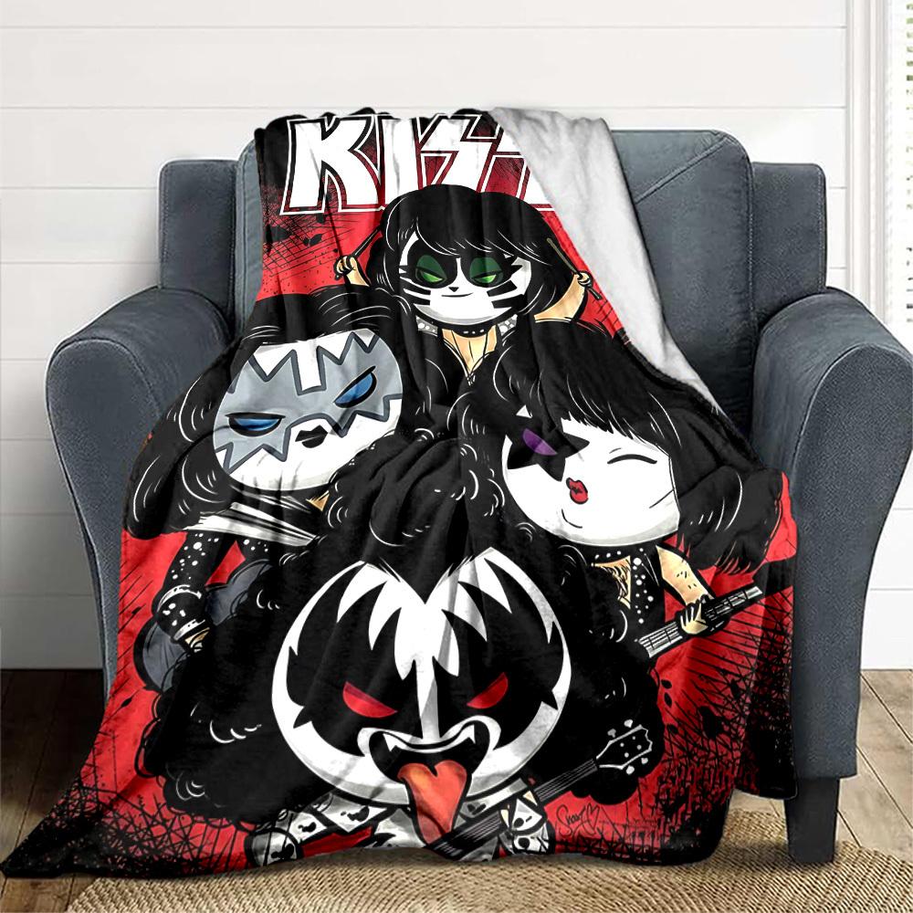 1pc KISS Band Merchandise Blanket Soft All Season Throw with Vibrant Design, Perfect for Home, Travel, and Gifts, Ideal for Naps and Camping