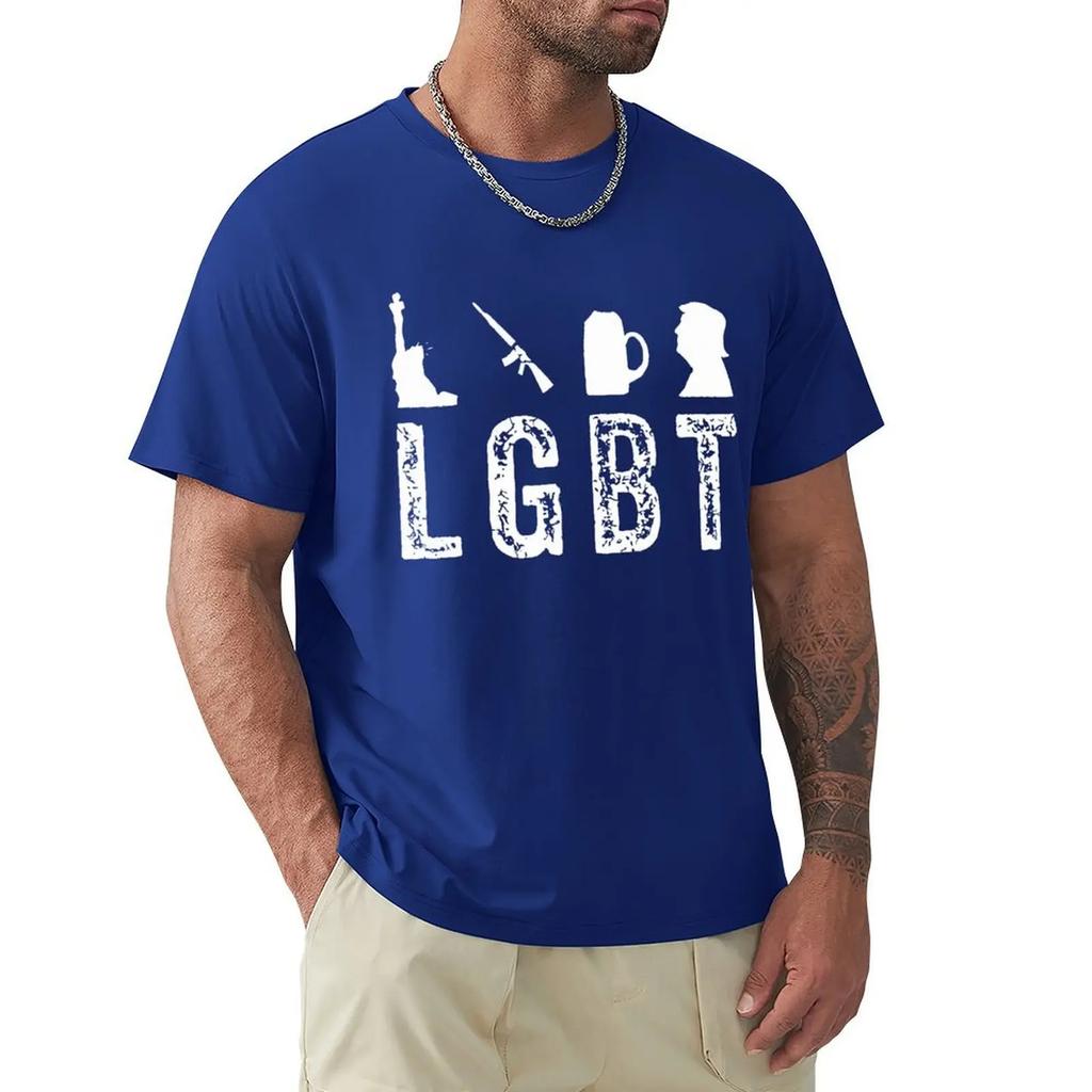 LGBT Liberty Guns Beer Trump Funny Inspired T Shirt Harajuku Short Sleeve T-shirt 100% Cotton Graphics Tshirt Tops