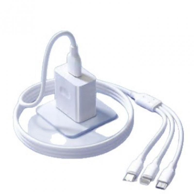 Retractable 3-in-1 Braided Multi-Head Charging Cable for Super Fast Charging