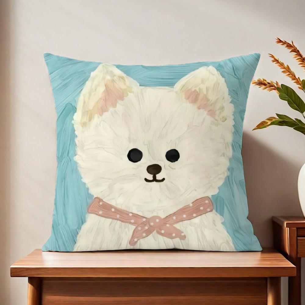 Dog Cute Cartoon Cushion Cover For Pillow Printing Sofa Decoration Home Car Room Coffee Shop Office Nordic Simplicity