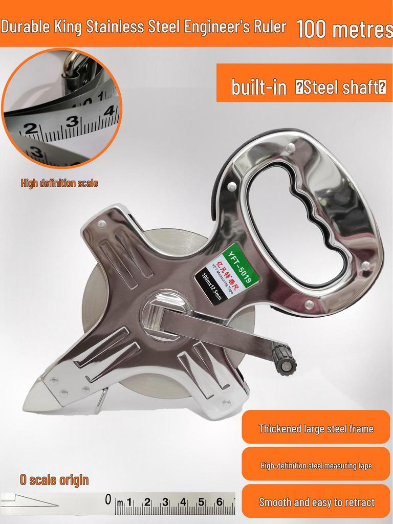 Large Measuring Tape Set: 50m, 30m Steel Tapes and 100m Cloth Tape for Construction, Engineering and Handheld Measurements.