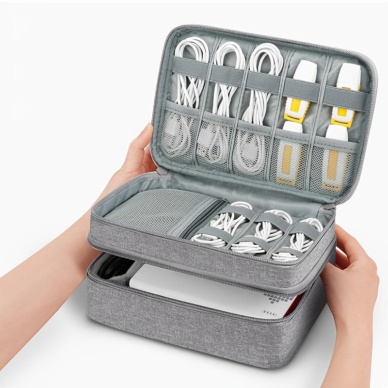 Double Layer Large Capacity Cable Storage Bag Portable Handbag for Office Supplies Electronic Accessories Organizer