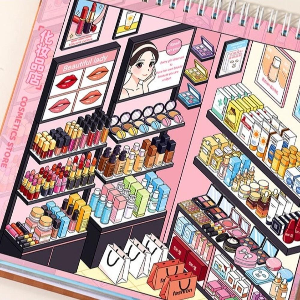 Shop Scene Sticker Book 10 Scenes 33 Sheets Miniature Scene Sticker Scenery Stickers  Children Toy