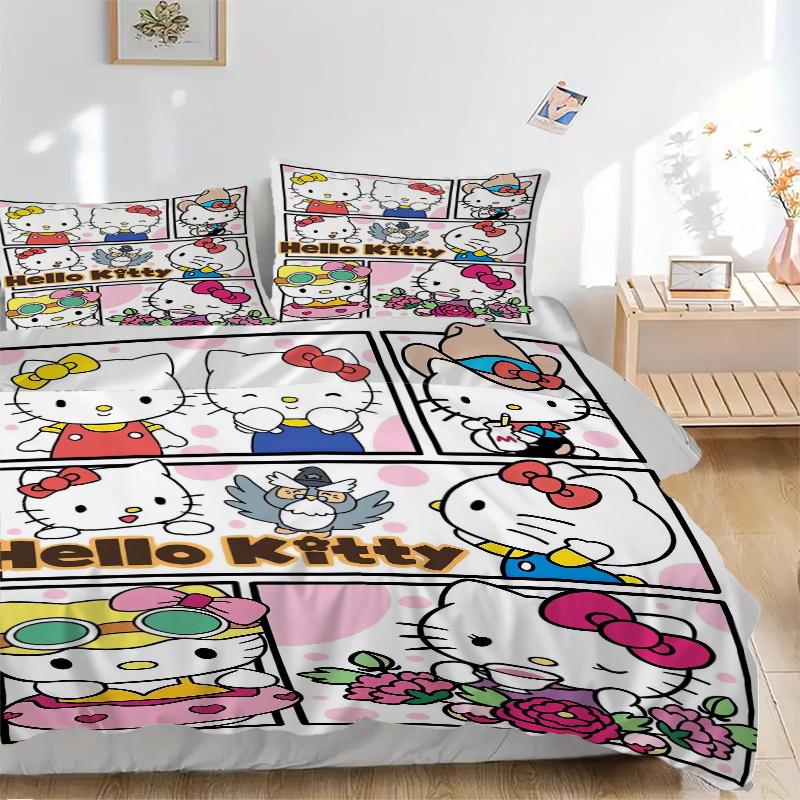 

3pcs Hello Kitty Collection Print Cover Set Ultra Soft, Breathable, and Comfortable Bedding with Stylish Design for Bedroom and Guest Room Decor 135x200cm