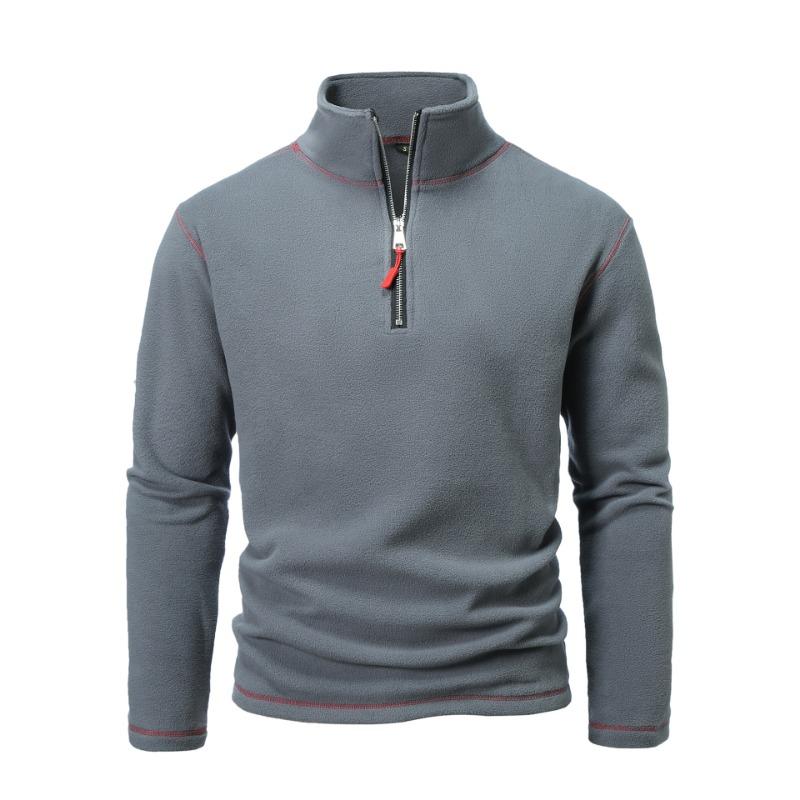 Fleece Jacket for Men, Polar Fleece Turtleneck Thermal Sweatshirt, Autumn and Winter Double-sided Fleece Pullover Color Zipper Jacket
