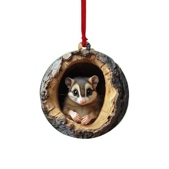Forest Animal Christmas Ornament 2D Acrylic Owl Raccoon Koala Squirrel Xmas Tree Hanging Decoration for Tree Home Party Decor