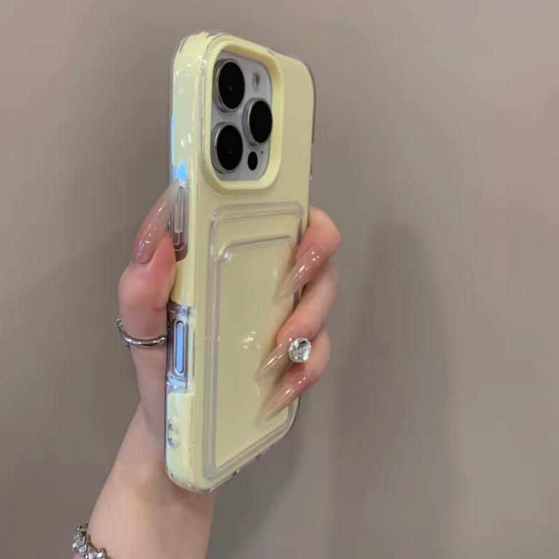 Luxury 2in1 Card Bag Candy Phone Case For 11 12 13 14 15 16 17 Pro Max Air TPU+PC Shockproof Bumper Back Cases Cover