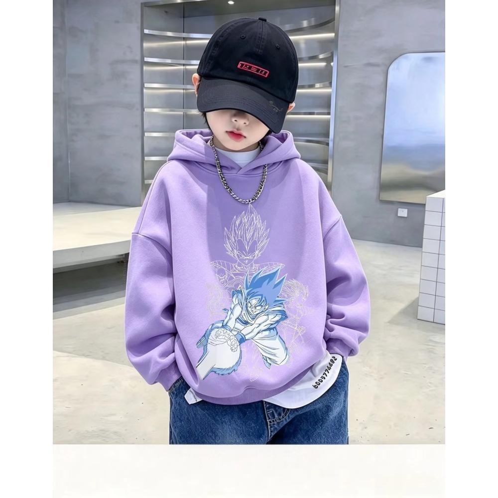 Japanese style Kids Hoodie Autumn Winter Dragon Ball Vegeta Character Print Pullover Sweatshirt Casual Long Sleeve Hooded Tops