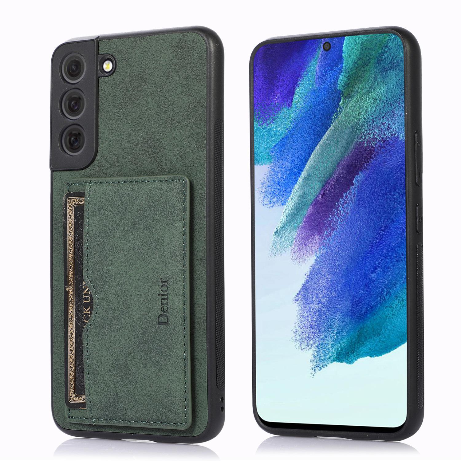 

Застосовується до чохла для мобільного телефону Samsung S22. Чохол для мобільного телефону S22Ultra. Захисний чохол-тримач картки S21. Шкіряний чохол із захистом від падіння. Samsung S21Ultra темно-зелений колір