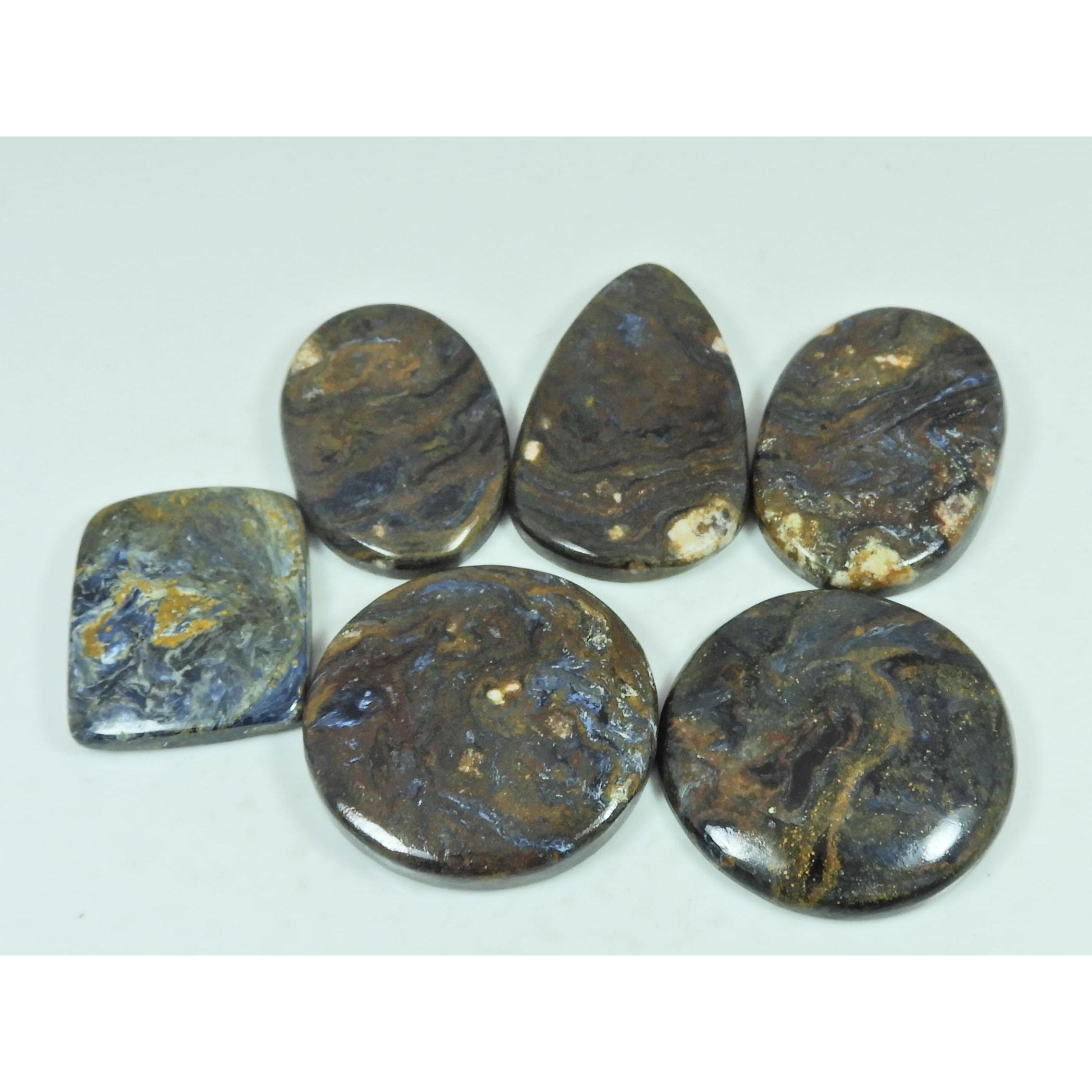 335Cts. Natural Pietersite Mix Shape Cabochon Loose Gemstone 06Pcs Lot C-2883