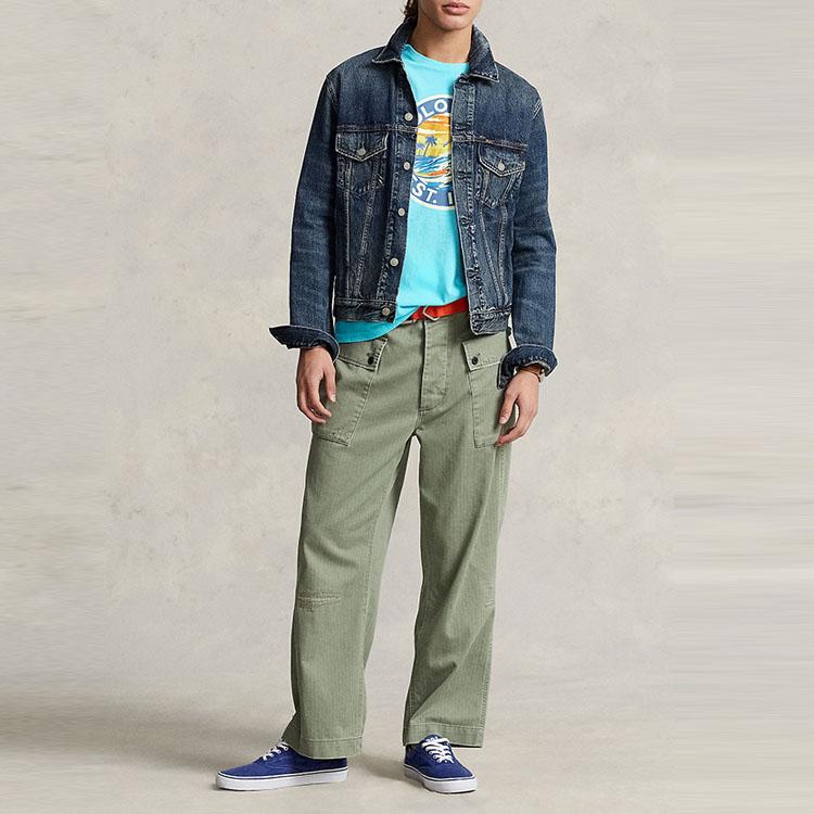 Polo Ralph Lauren SS23 Logo Print Crew Neck Short Sleeve T-Shirt Men Tops Blue MNPOTSH1N821722-400
